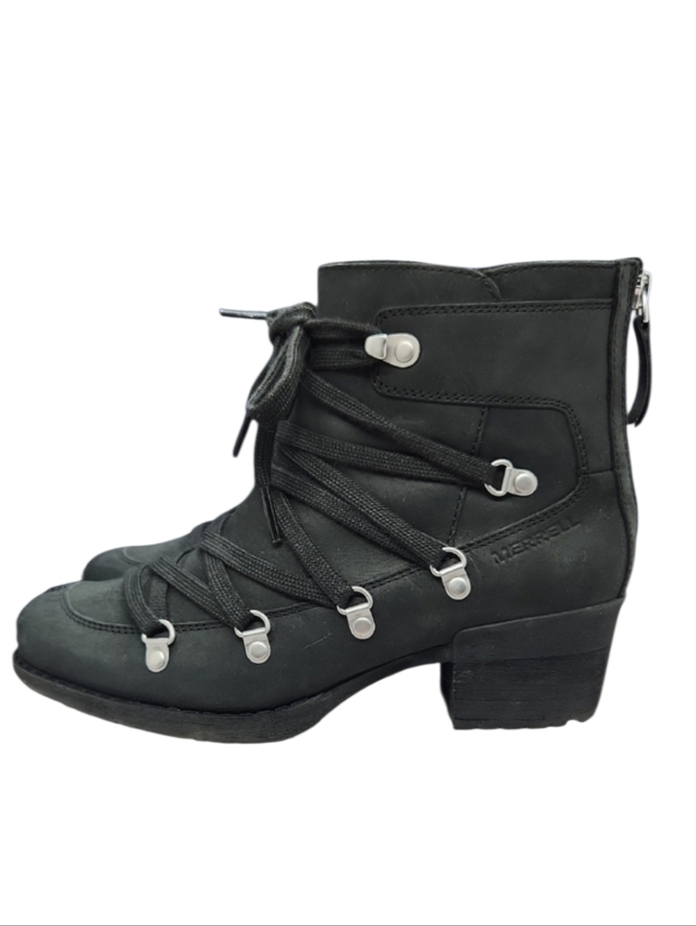 Merrell | Shiloh II Leather Lace Detail Ankle Boots Black‎ Size 6.5